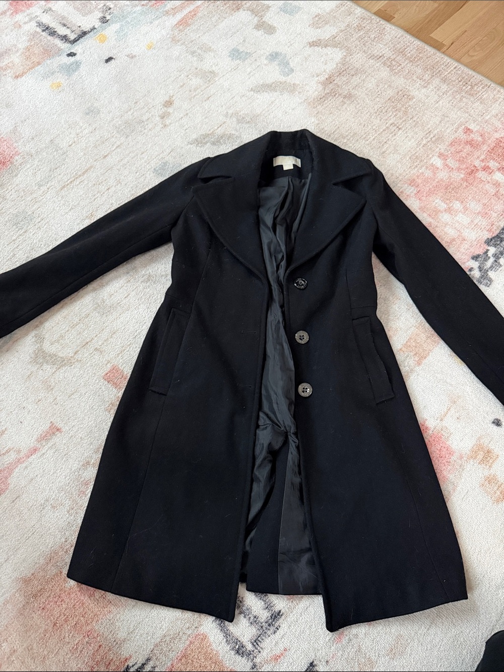 MICHAEL Michael Kors Black Single-Breasted Trench Pea Coat